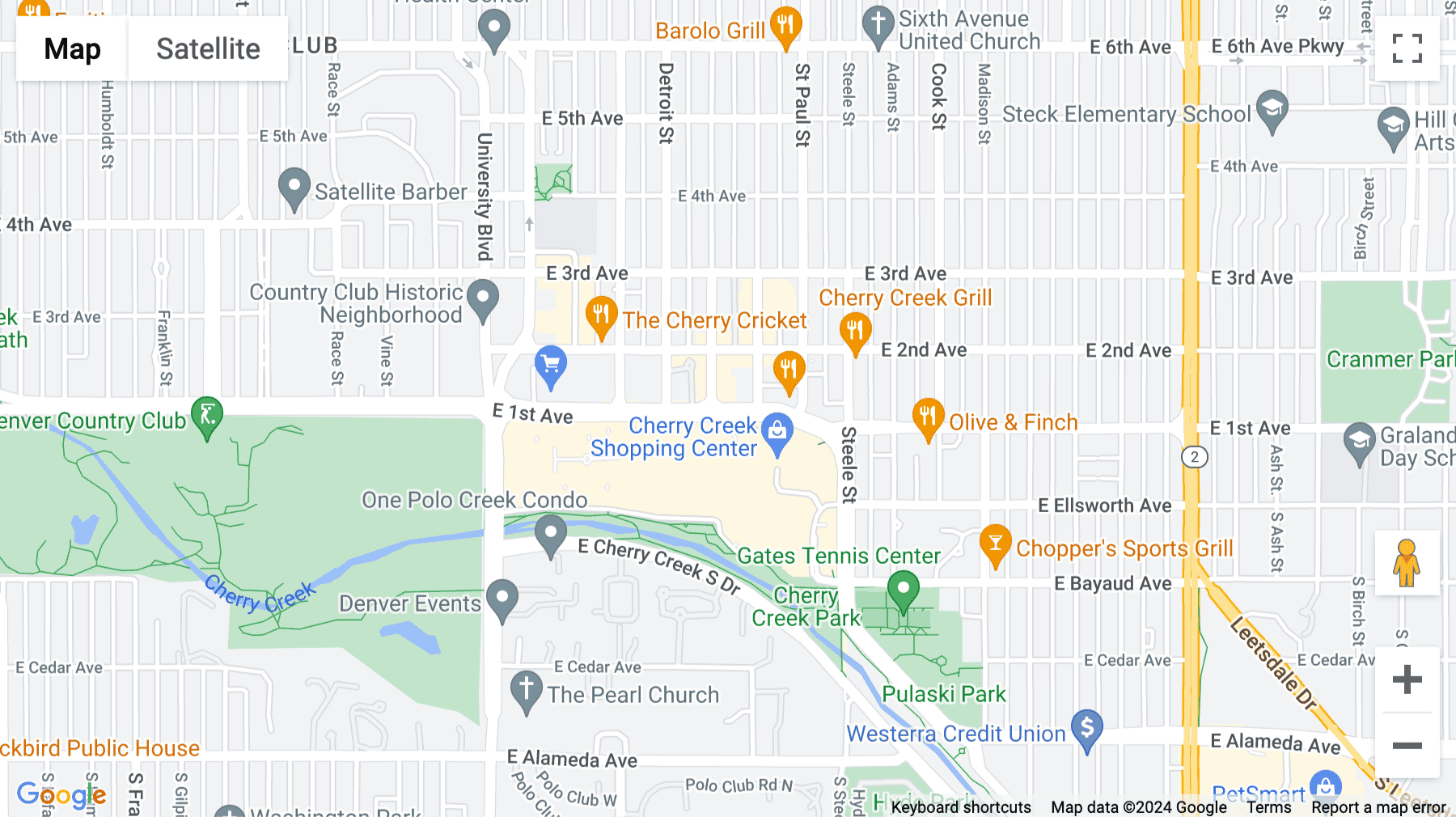 Click for interative map of 100 Fillmore Street, 5th Floor, Cherry Creek, Denver