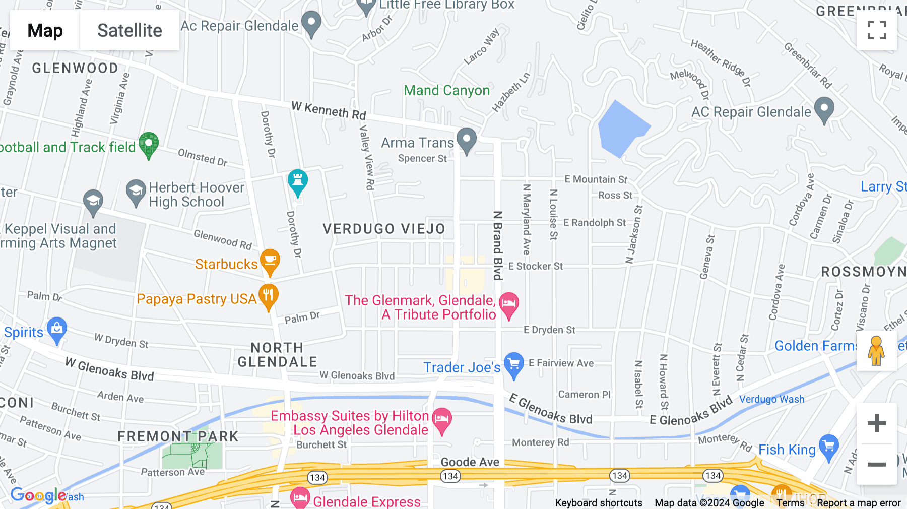 Click for interative map of 1010 N Central Avenue, Glendale