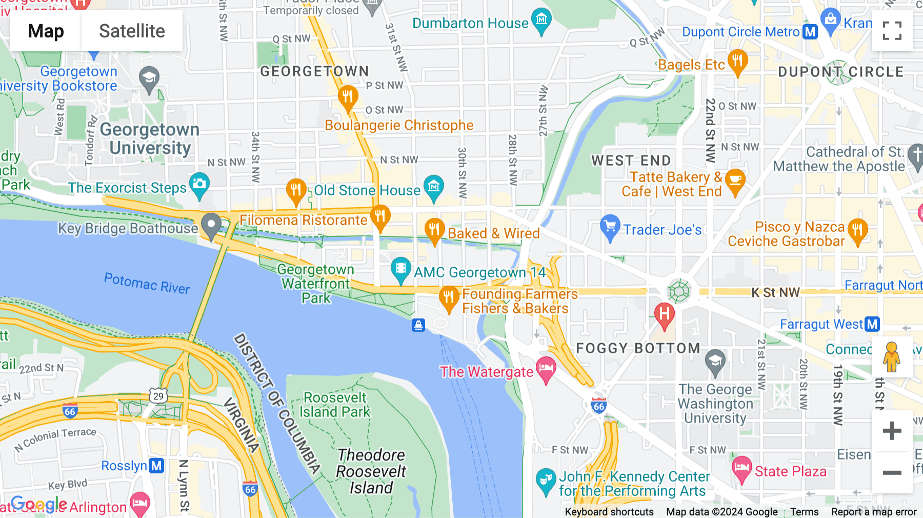 Click for interative map of Georgetown Center, 1050 30th Street, NW, Washington DC