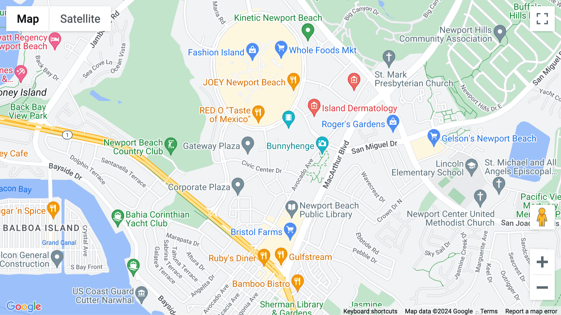 Click for interative map of 260 Newport Center Drive, Suite 100, Newport Beach