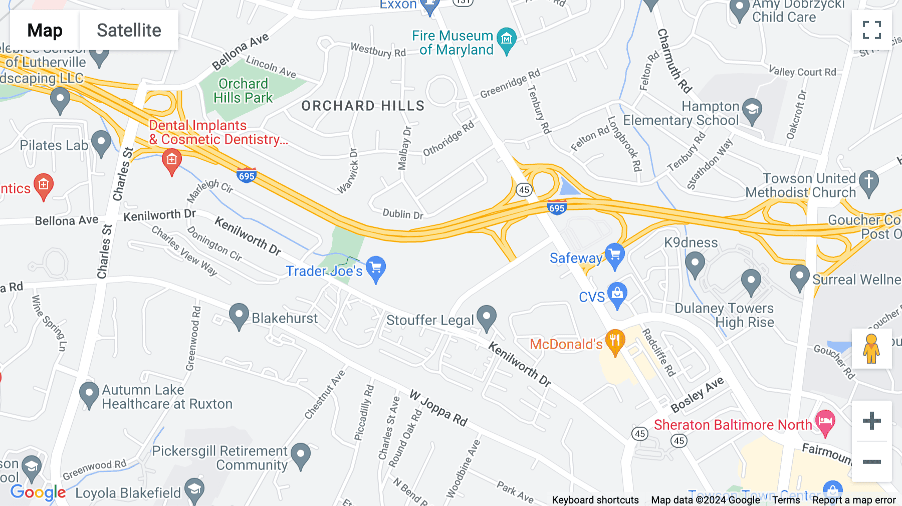 Click for interative map of 100 West Road, Suite 300, Towson