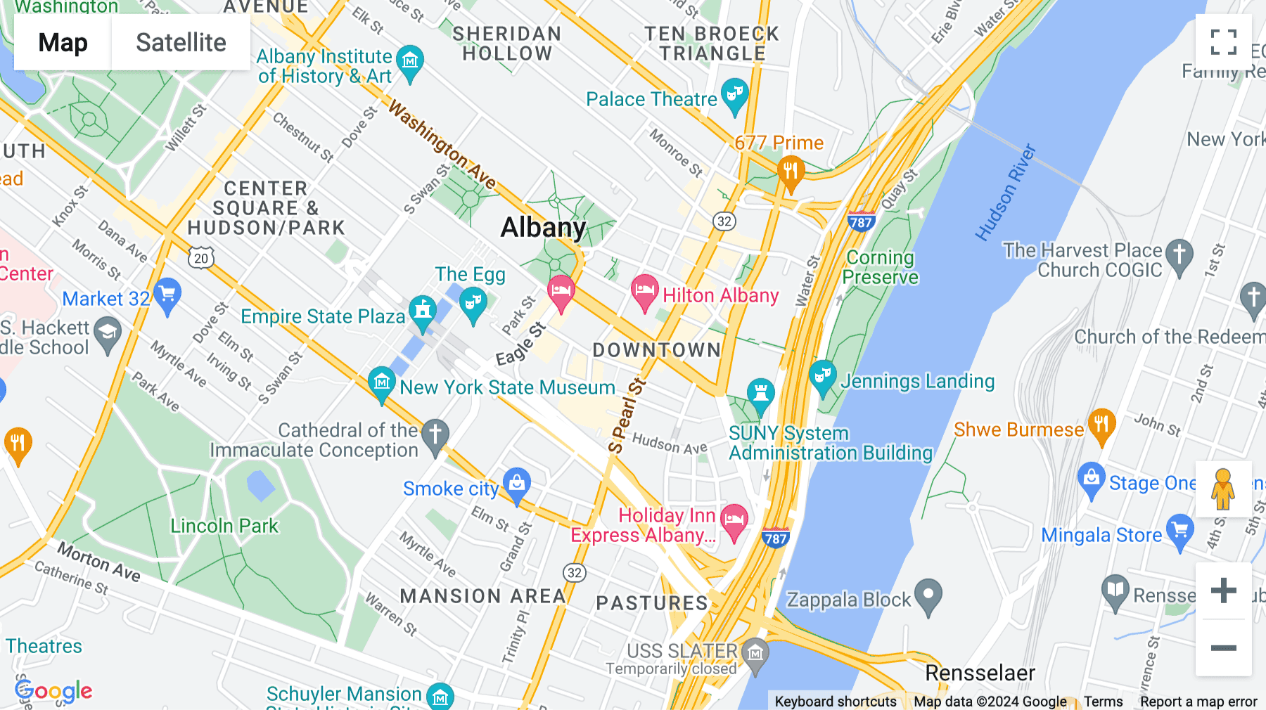 Click for interative map of 90 State Street, Albany