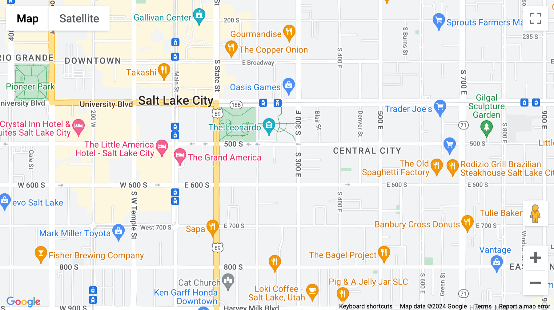 Click for interative map of Wells Fargo Center, 299 South Main Street, Salt Lake City
