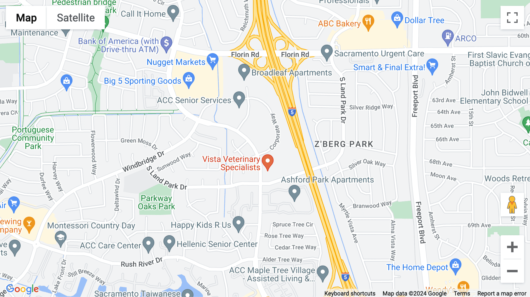 Click for interative map of 1104 Corporate Way, Sacramento