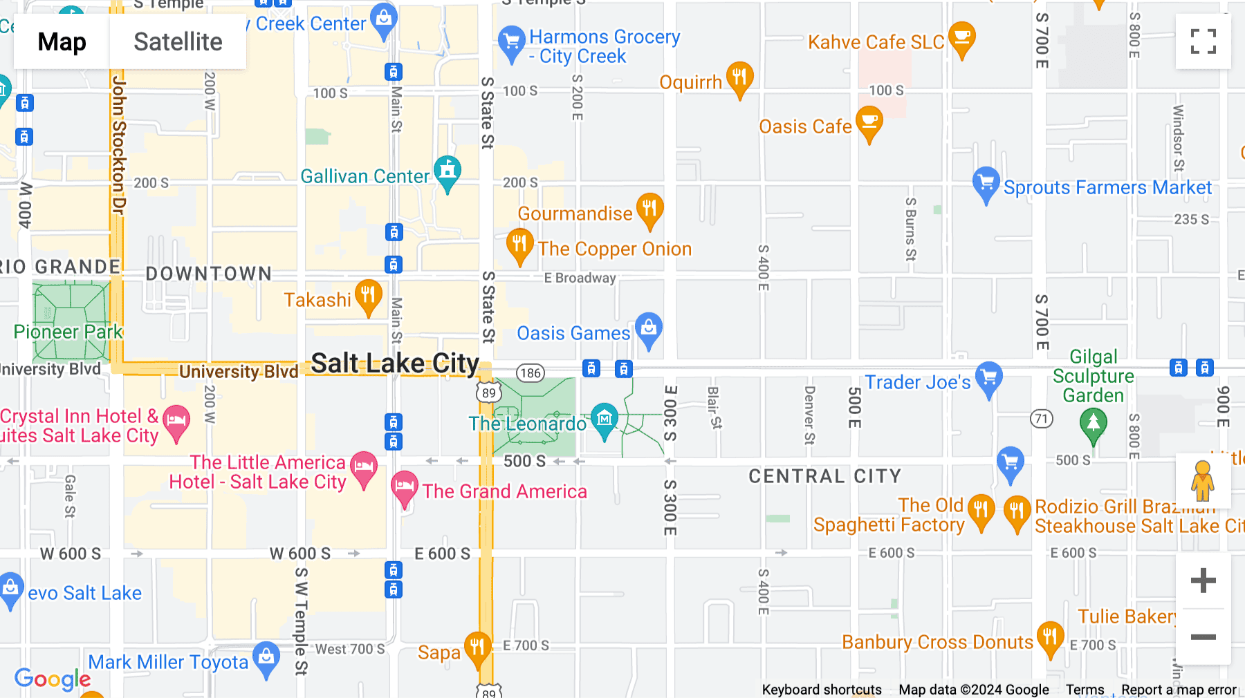 Click for interative map of City Center, 175 E 400 S, Salt Lake City