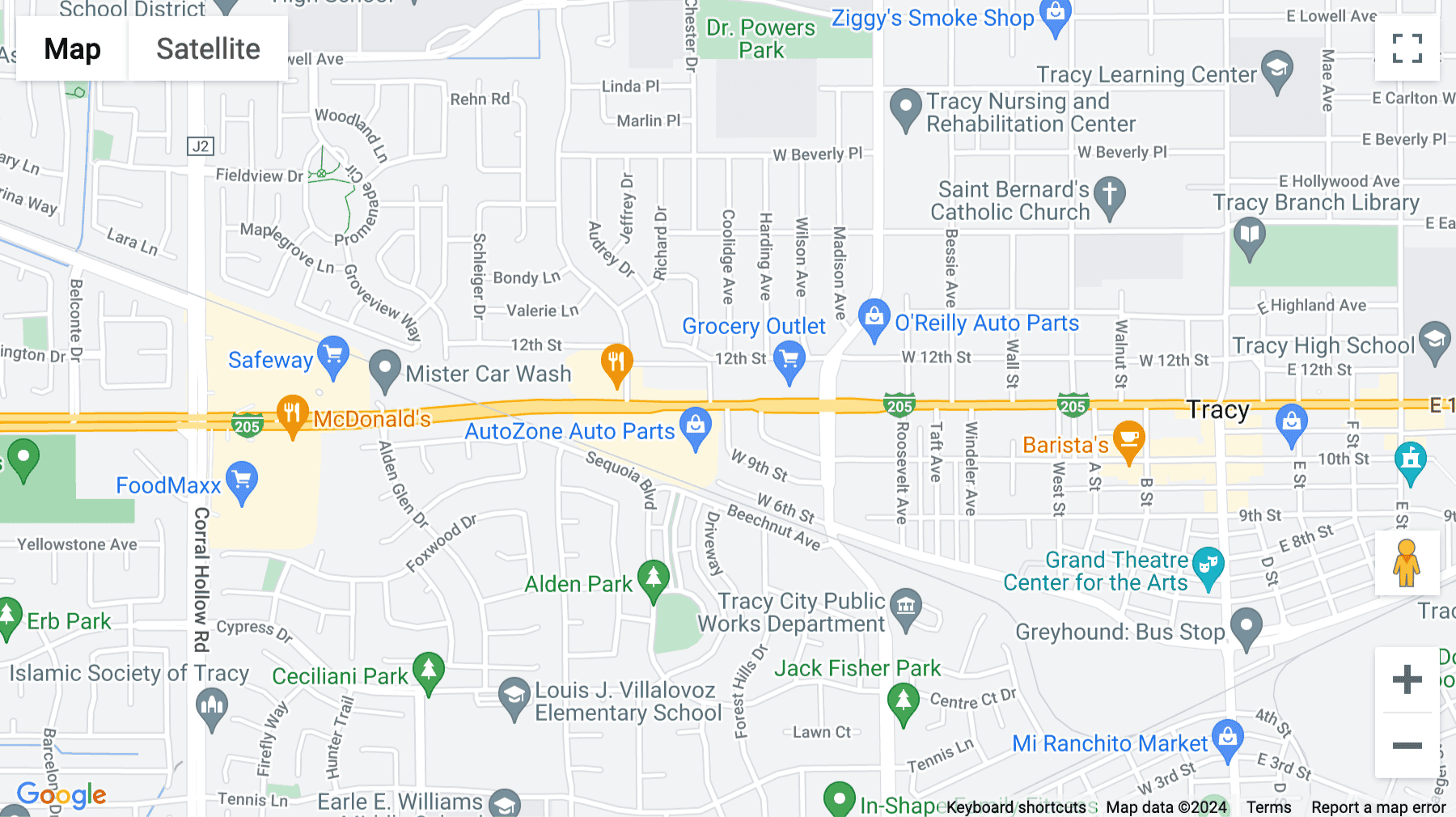 Click for interative map of 672 W. 11th Street, Tracy