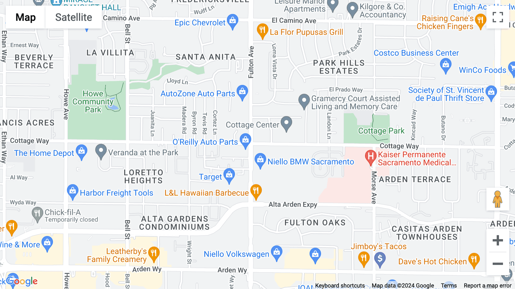 Click for interative map of 2740 Fulton Ave., Sacramento