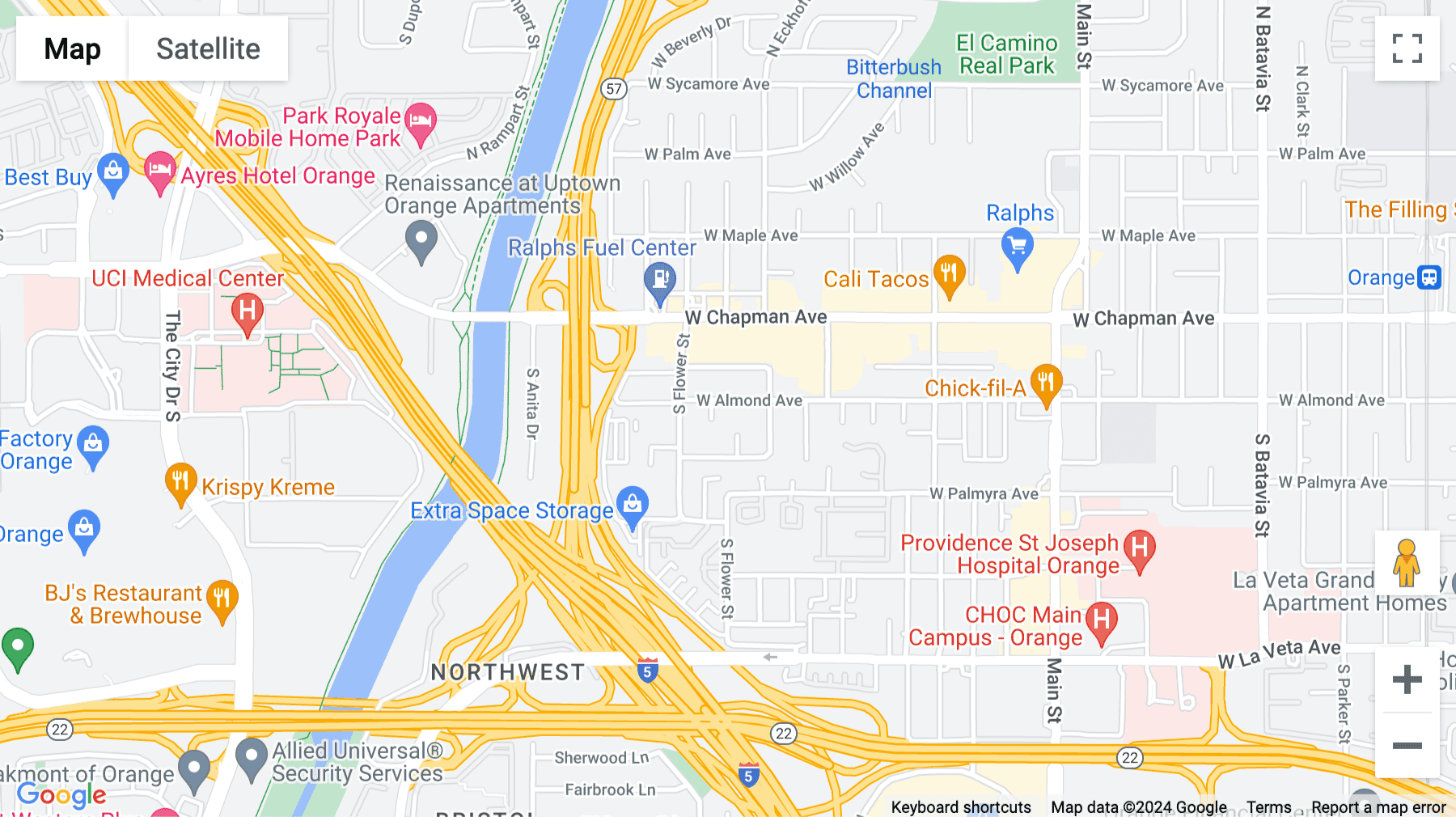 Click for interative map of 500 North State College Blvd., ,Suite 1100, Orange Tower, Orange