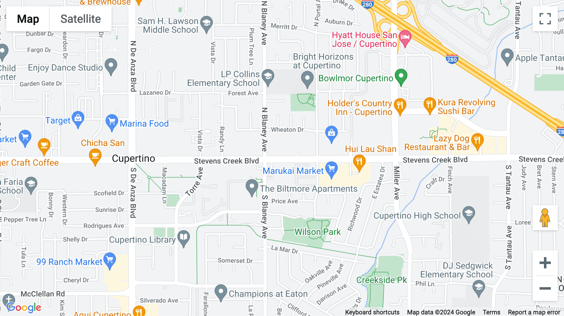Click for interative map of 19925 Stevens Creek Boulevard, Suite 100, Cupertino