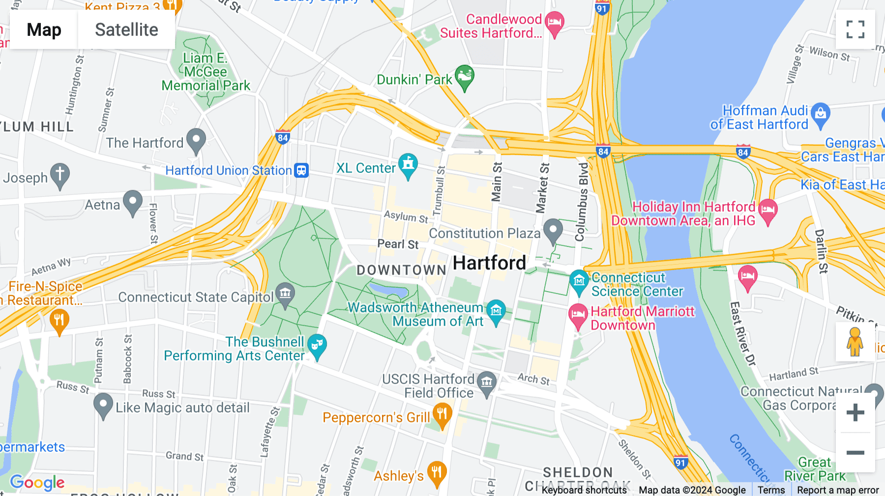 Click for interative map of 100 Pearl Street, 14th Floor, Hartford