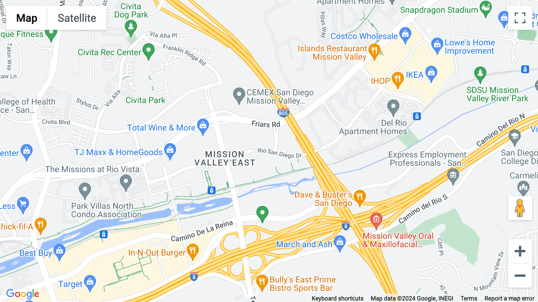 Click for interative map of 8880 Rio San Diego Drive, 8th Floor, Mission Valley Rio San Diego Center, San Diego
