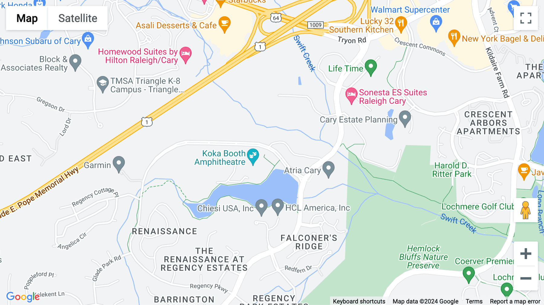 Click for interative map of 2500 Regency Parkway, Cary