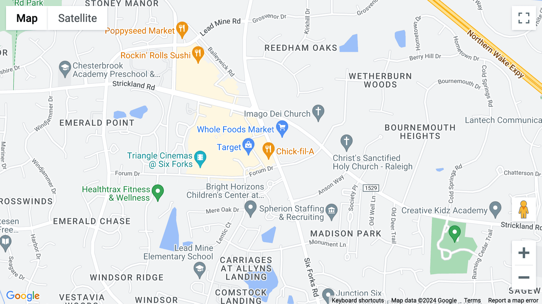 Click for interative map of 8601 Six Forks Rd, Raleigh