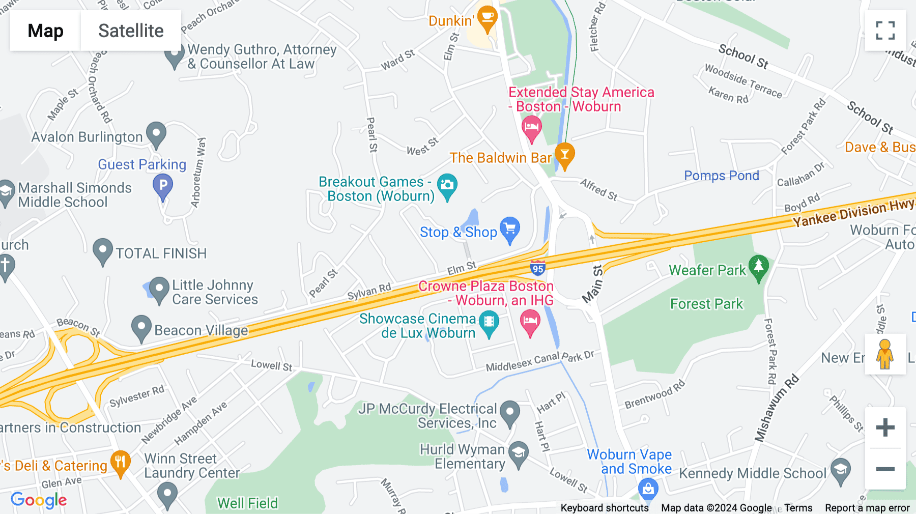Click for interative map of 100 TradeCenter, Suite G700, Woburn