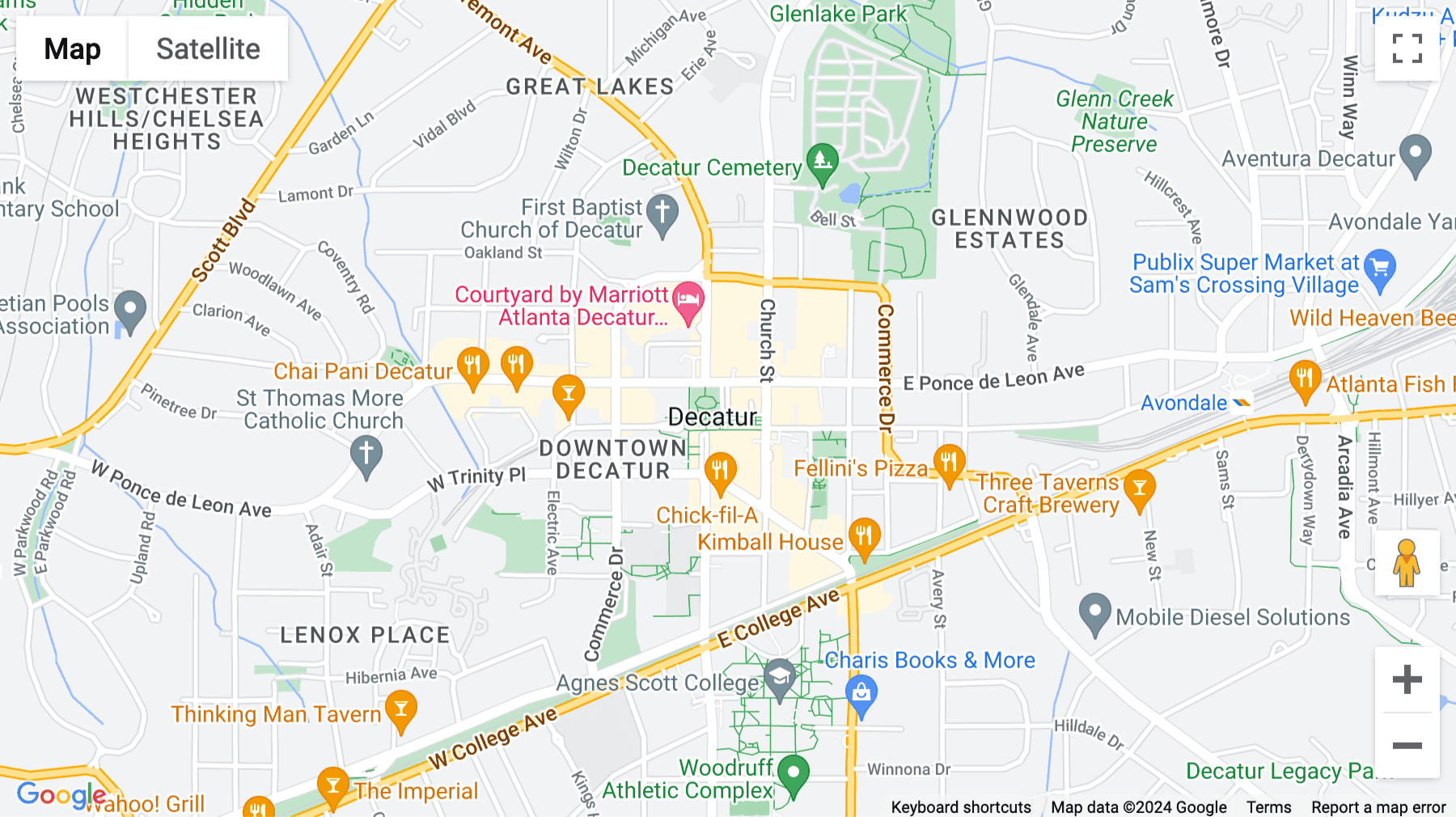 Click for interative map of One West Court Square, Suite 750, Decatur