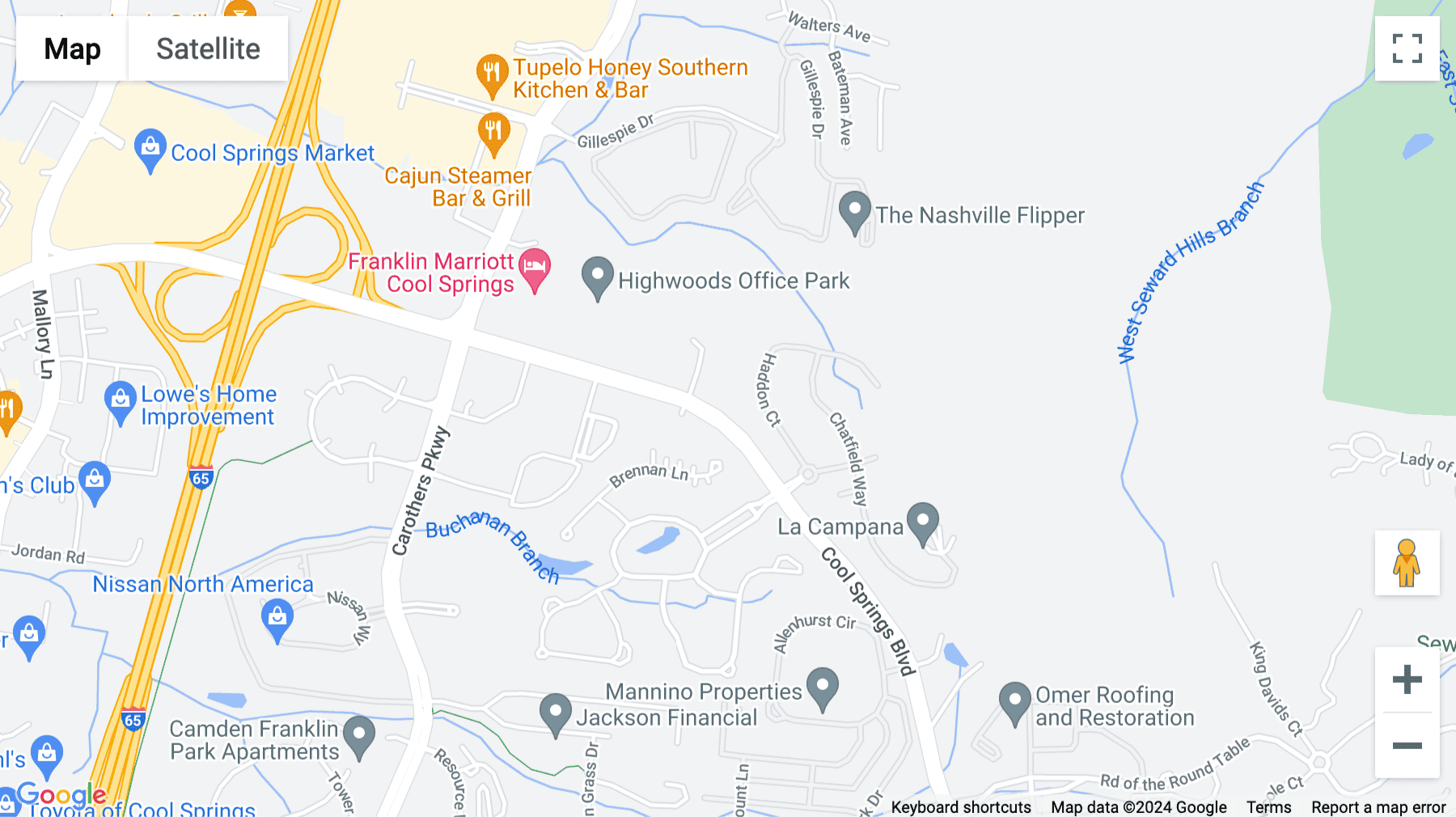 Click for interative map of 725 Cool Springs, Suite 600, Franklin, Tennessee, Franklin