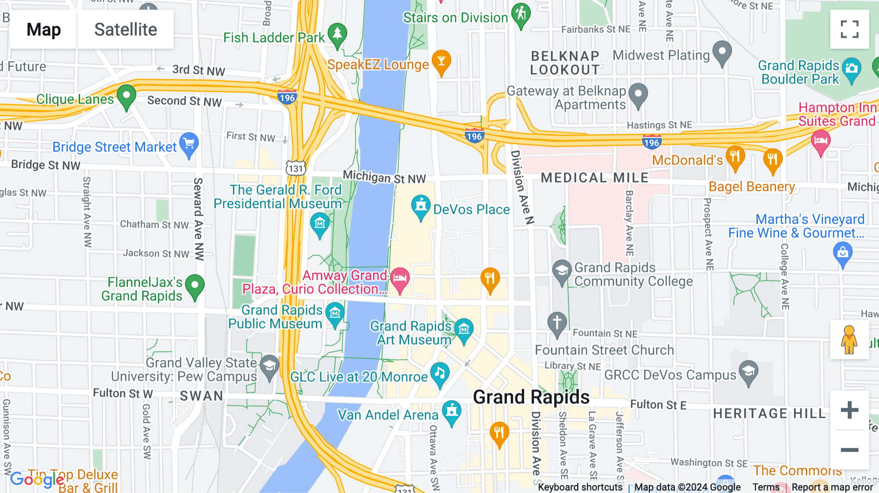 Click for interative map of Calder Plaza, Downtown Grand Rapids, 250 Monroe Avenue, Grand Rapids, Grand Rapids