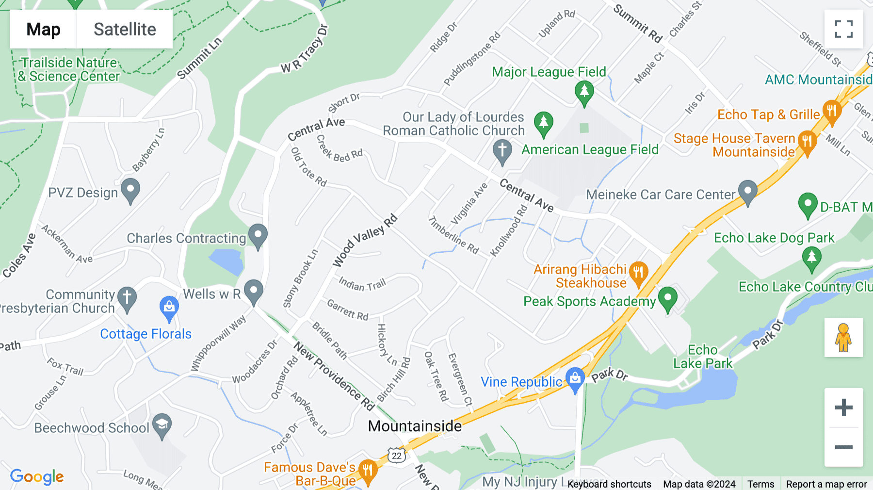 Click for interative map of 1199 Route 22 East, Mountainside, New Jersey, Mountainside