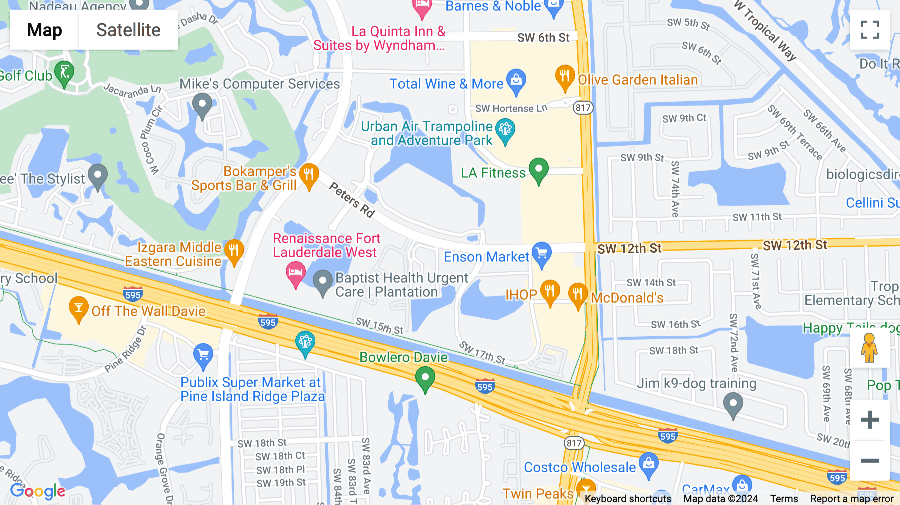 Click for interative map of 8201 Peters Road, Crossroads One Centre, Plantation, Florida, USA, Plantation