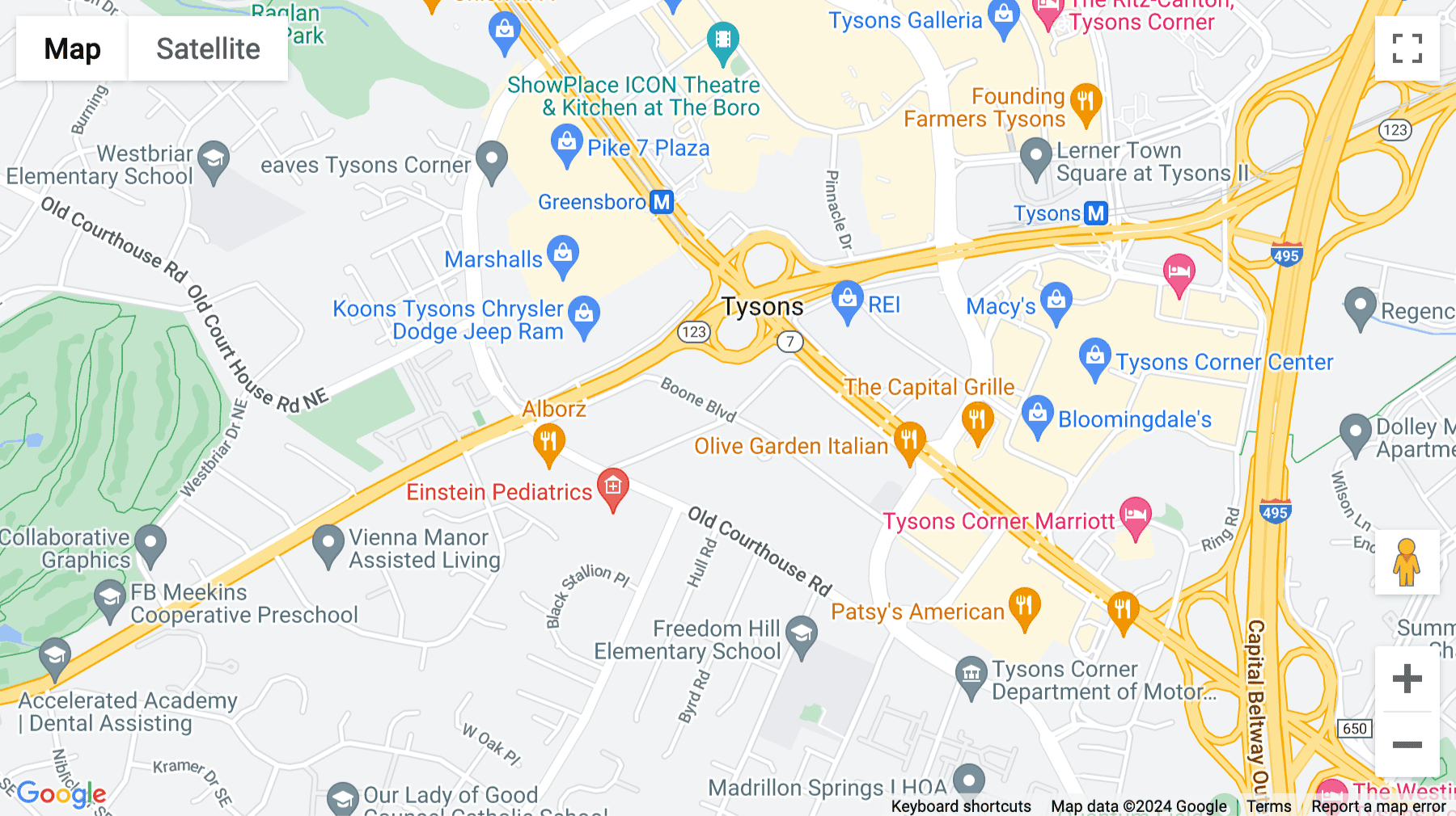 Click for interative map of 8300 Boone Boulevard, Suite 500, Boone Boulevard Centre, Vienna, Virginia, Vienna