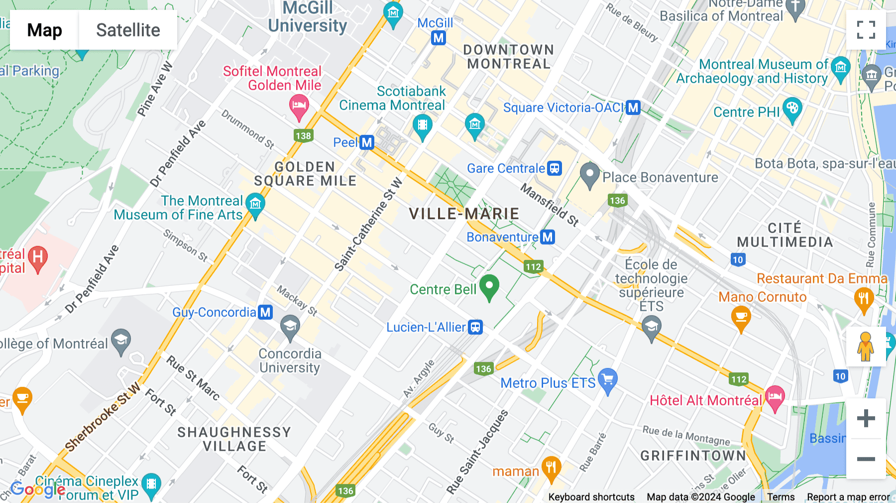 Click for interative map of 1250 Rene Levesque Boulevard West, Suite 2200, Montreal, Montreal