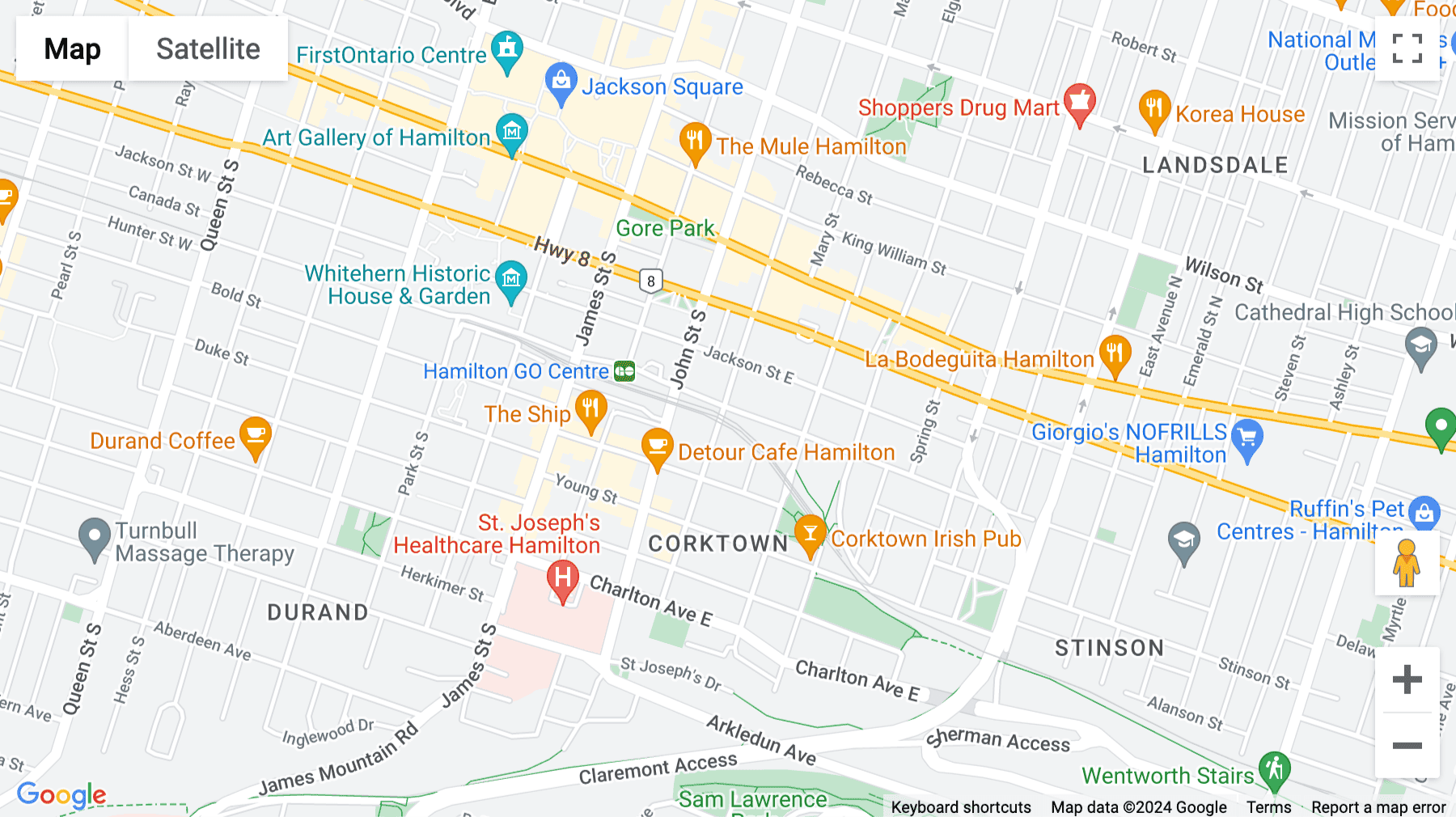 Click for interative map of One Hunter Street East, Hamilton