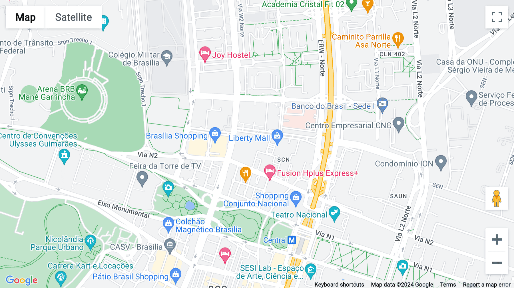 Click for interative map of Centro Empresarial Varig, SCN Quadra 4 Bloco B, Asa Norte, Brasilia, Brazil, Brasilia