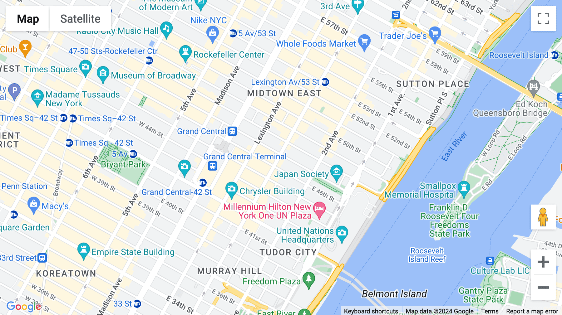 Click for interative map of 20th and 21st Floors,  Corner of 47th Street, 757 Third Avenue, New York, New York