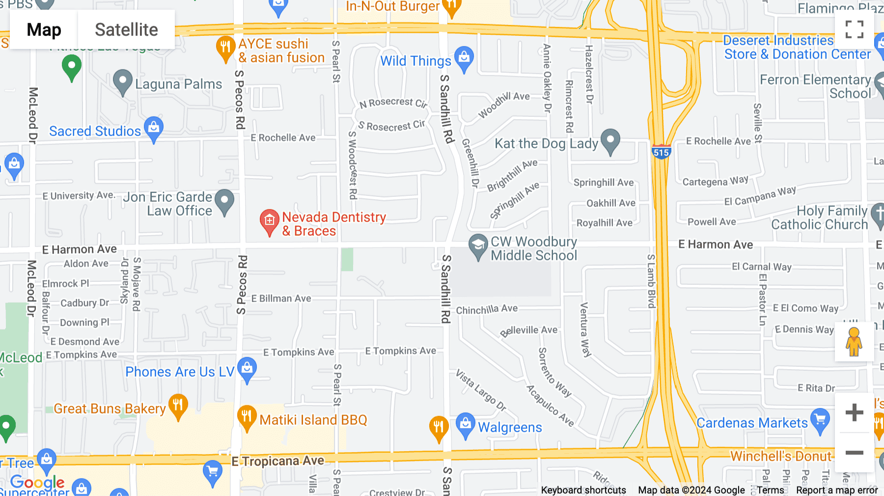 Click for interative map of 4525 S. Sandhill Road, Las Vegas, Nevada, USA, Las Vegas
