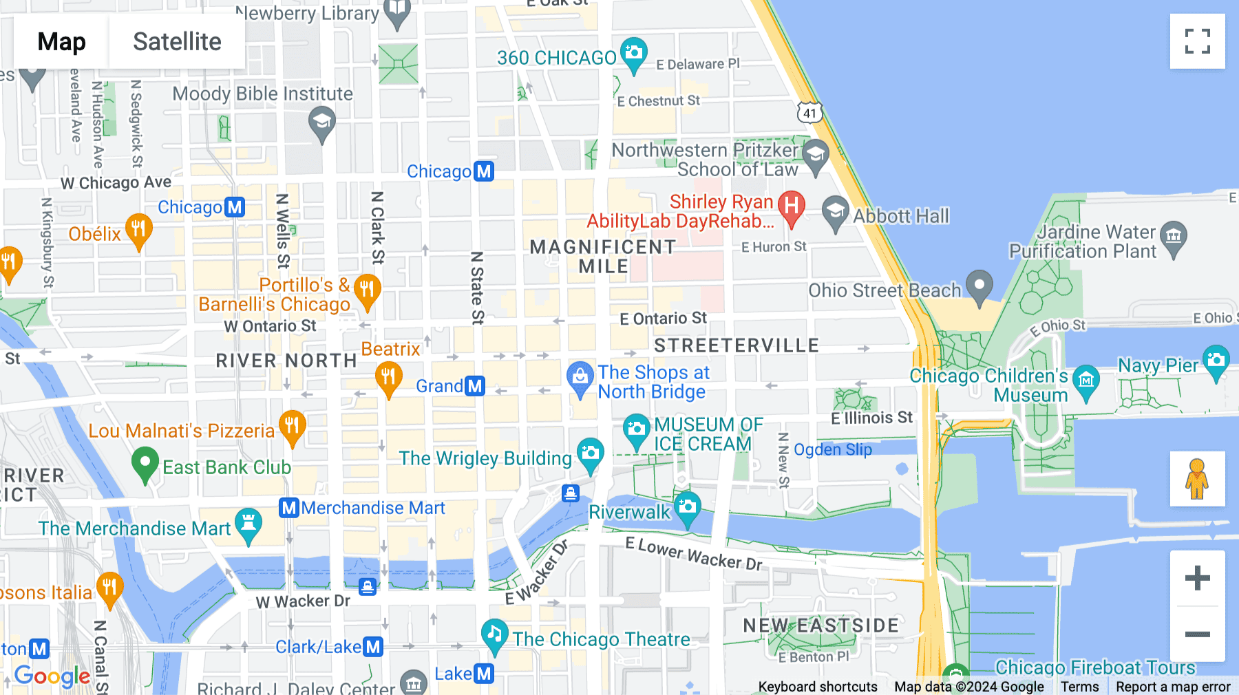 Click for interative map of 605 N. Michigan Avenue, 4th Floor, Chicago, Illinois, Chicago