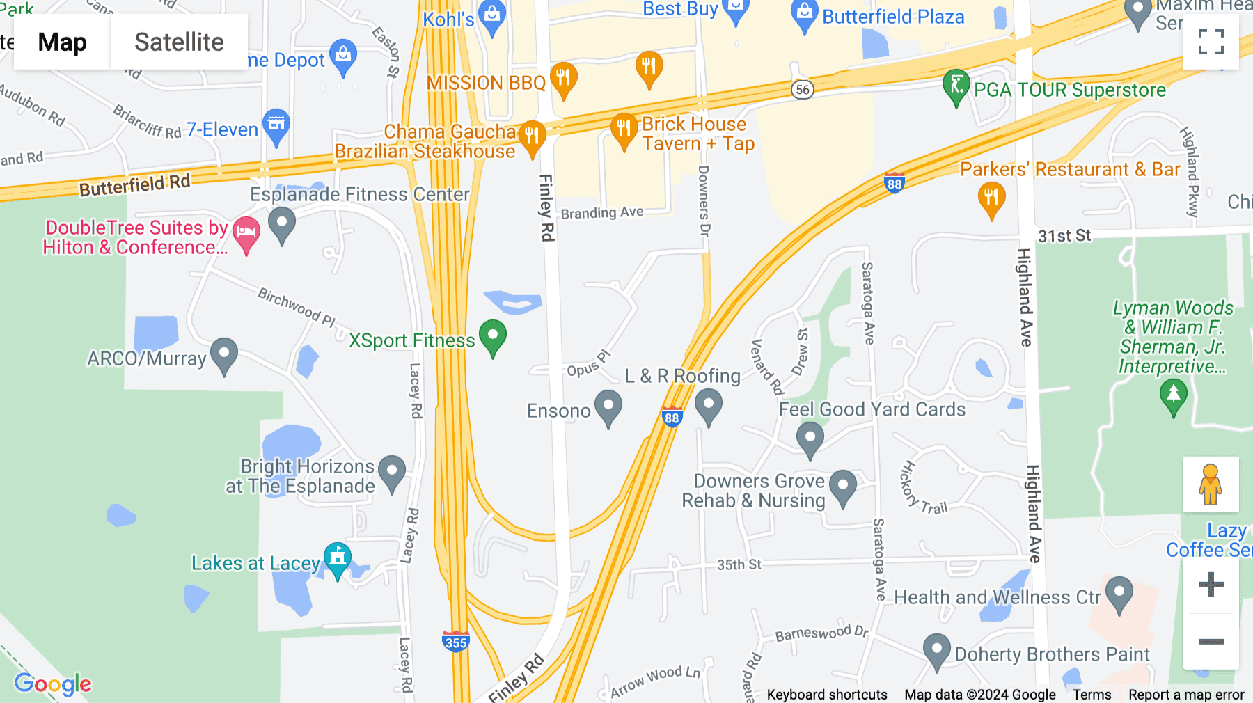 Click for interative map of 1431 Opus Place, Suite 110, Downers Grove, Wheaton, Illinois, Wheaton