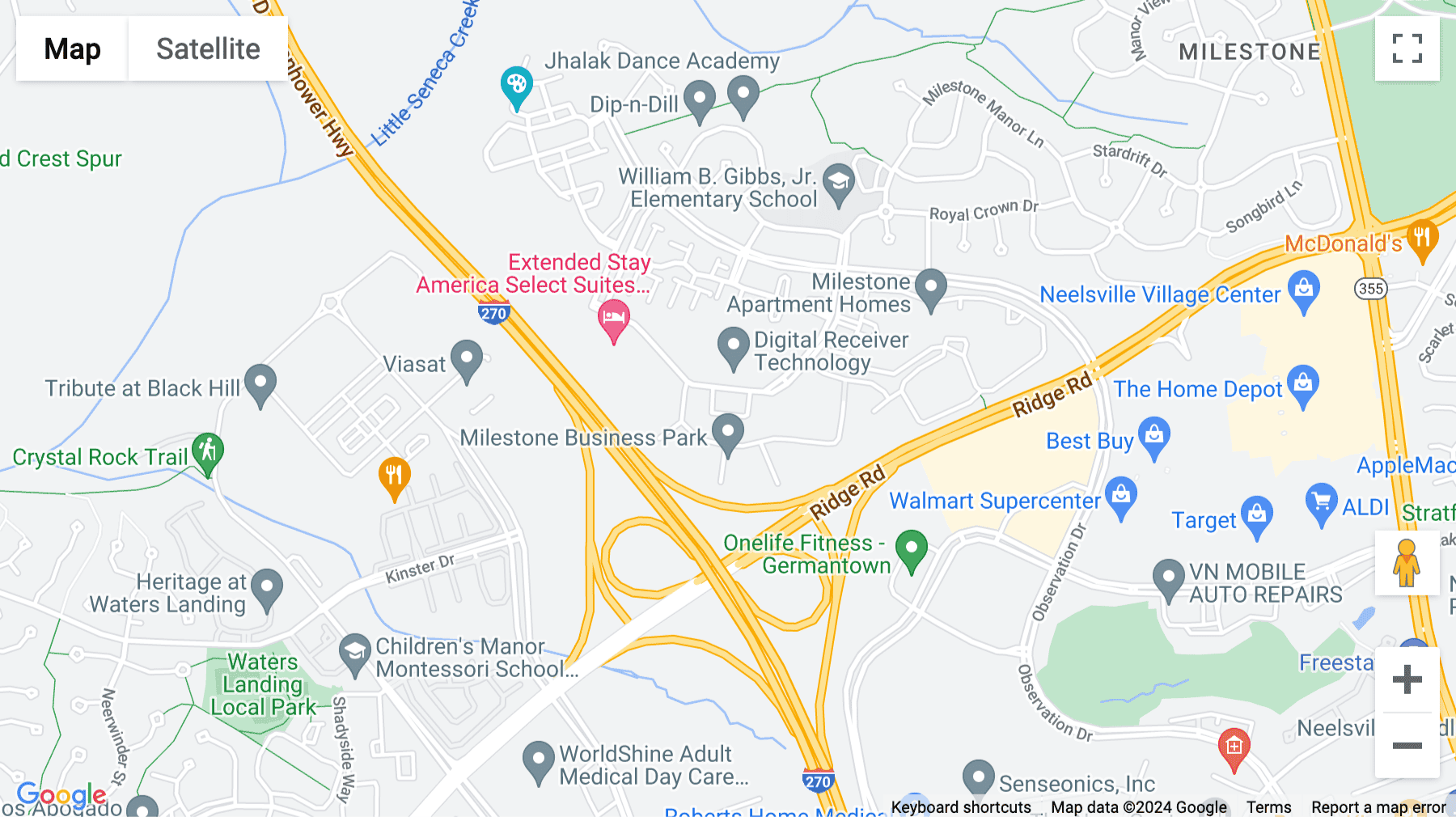Click for interative map of 12410 Milestone Center Drive, Suite 600, Germantown, Maryland, Germantown