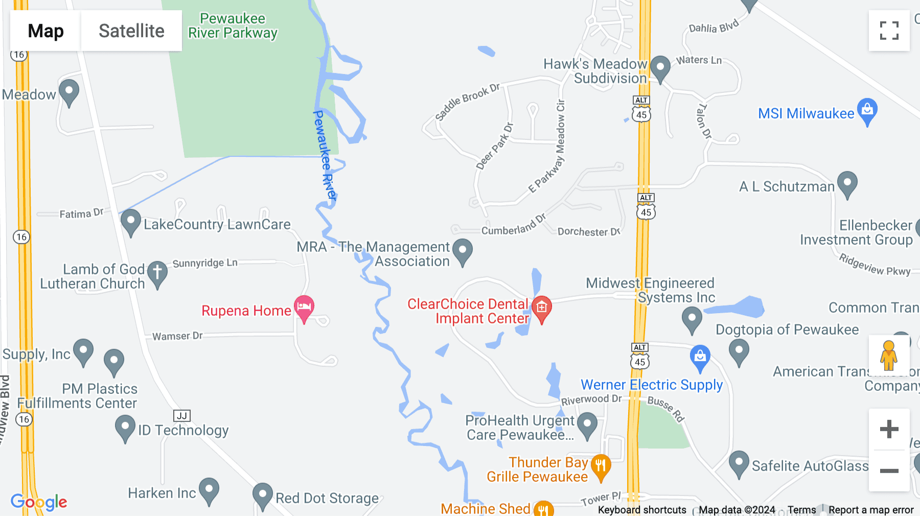 Click for interative map of N19 W24400 Riverwood Drive, Suite 350, Wisconsin, Pewaukee, Pewaukee