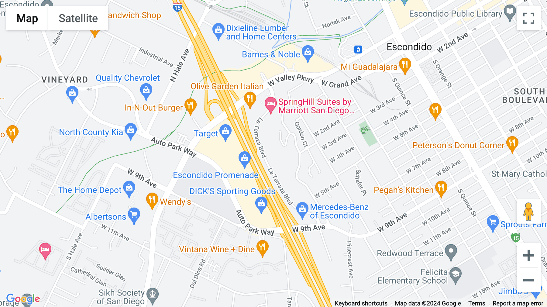 Click for interative map of La Terraza Corporate Plaza, 500 La Terraza Blvd., Suite 150, Escondido, Escondido