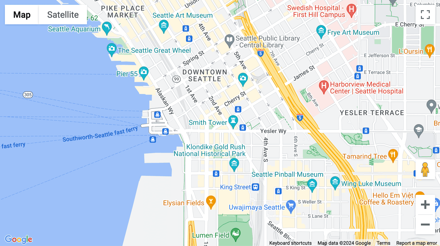 Click for interative map of Pioneer Building, 600 First Avenue, Seattle, Washington, Seattle