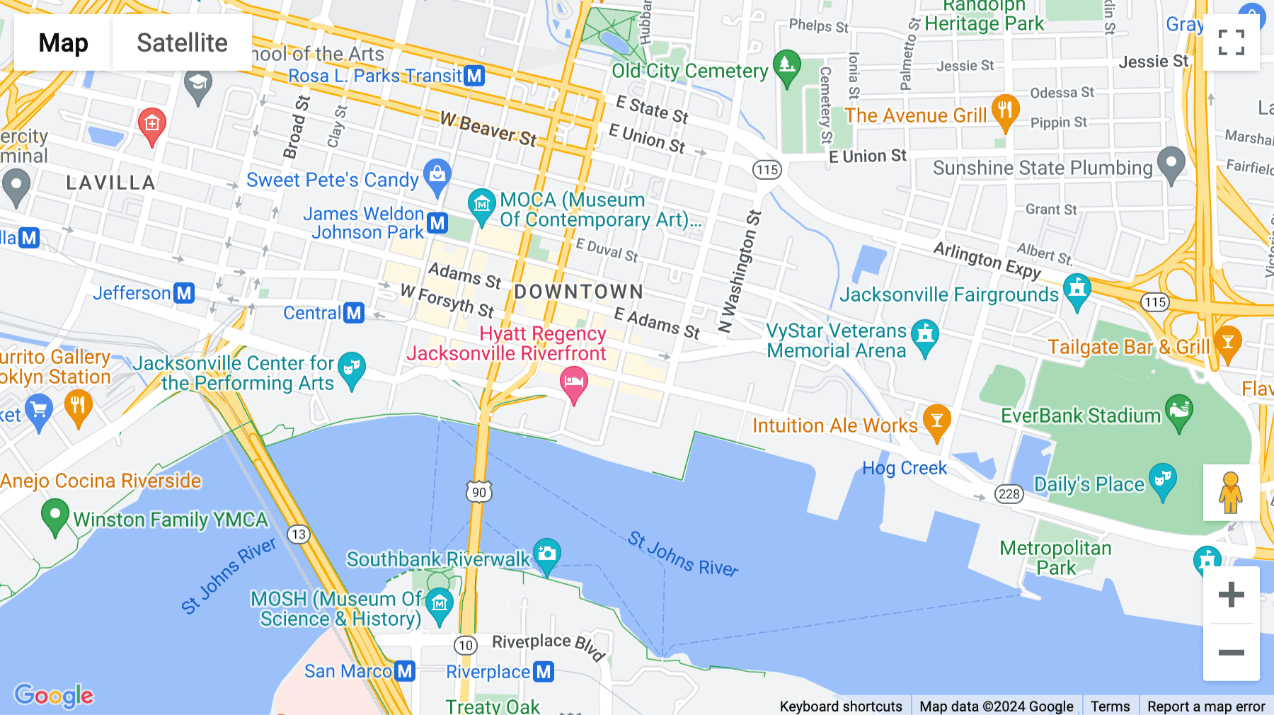 Click for interative map of 25 N. Market St., Susan Potter, Jacksonville