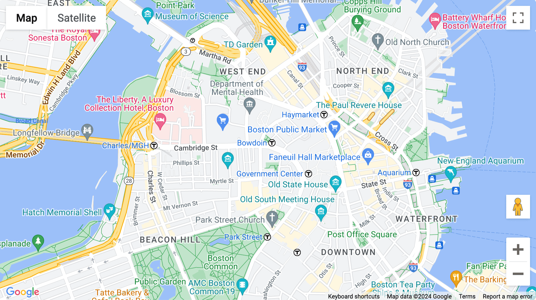 Click for interative map of 100 Cambridge Street, 14th Floor, The Leverett Saltonstall Building, Boston