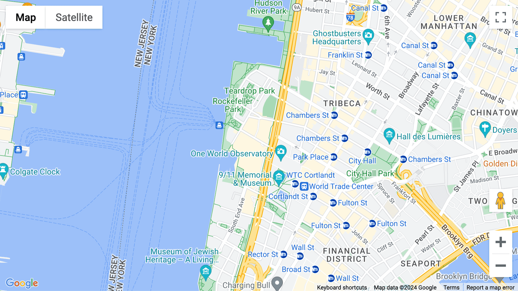 Click for interative map of 200 Vesey Street, 24th Floor, World Financial Centre, New York