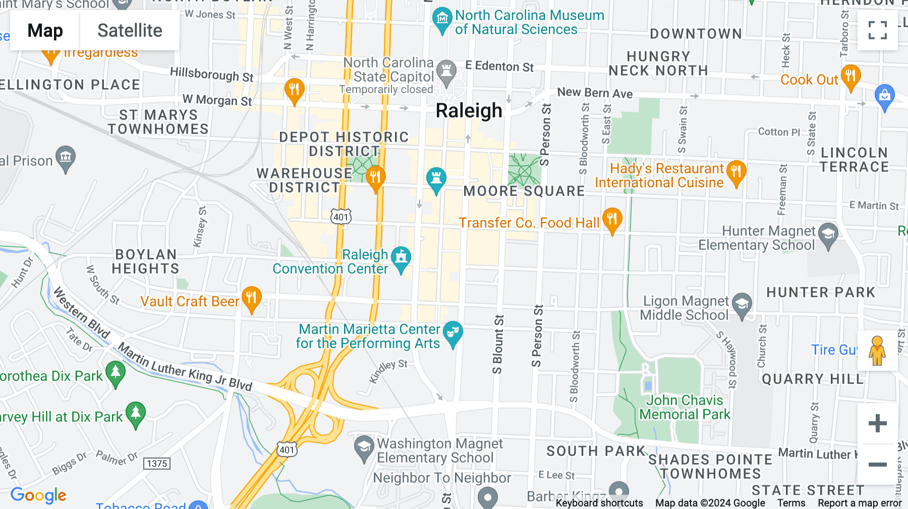 Click for interative map of 421 Fayetteville Street, Suite 1100, One Bank of America Business Centre, Raleigh