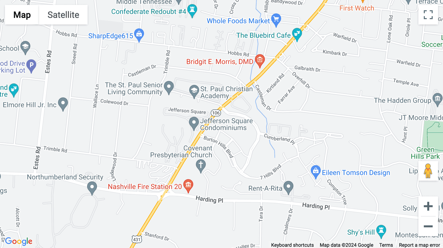 Click for interative map of 40 Burton Hills Boulevard, Suite 200, Nashville