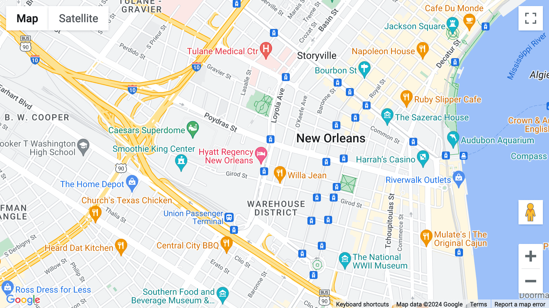Click for interative map of 1100 Poydras Street, Suite 2900, Energy Centre Building, New Orleans