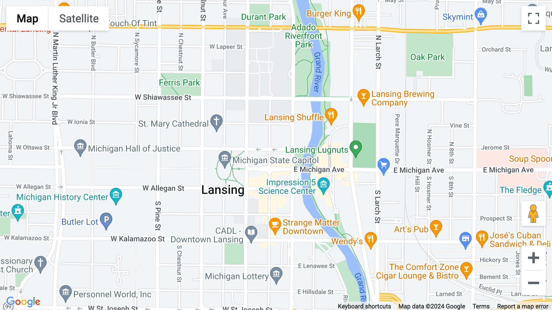 Click for interative map of 120 Washington Square, 300, One Michigan Avenue Business Centre, Lansing