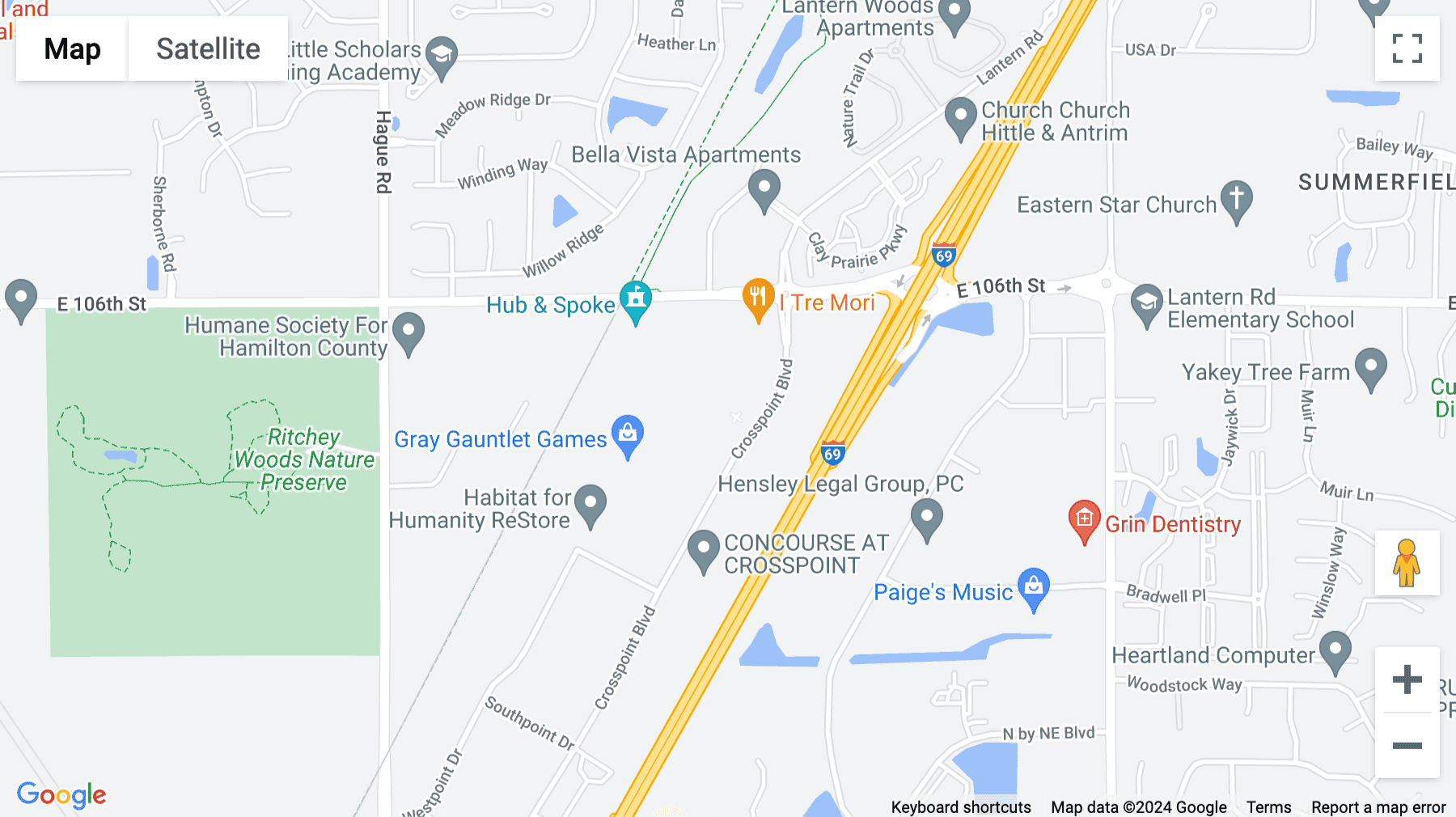 Click for interative map of 10475 Crosspoint Boulevard, Suite 250, Fishers Centre, Indianapolis