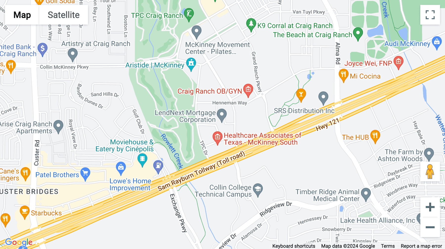 Click for interative map of Craig Ranch, 6800 Weiskopf Avenue, Suite 150, McKinney