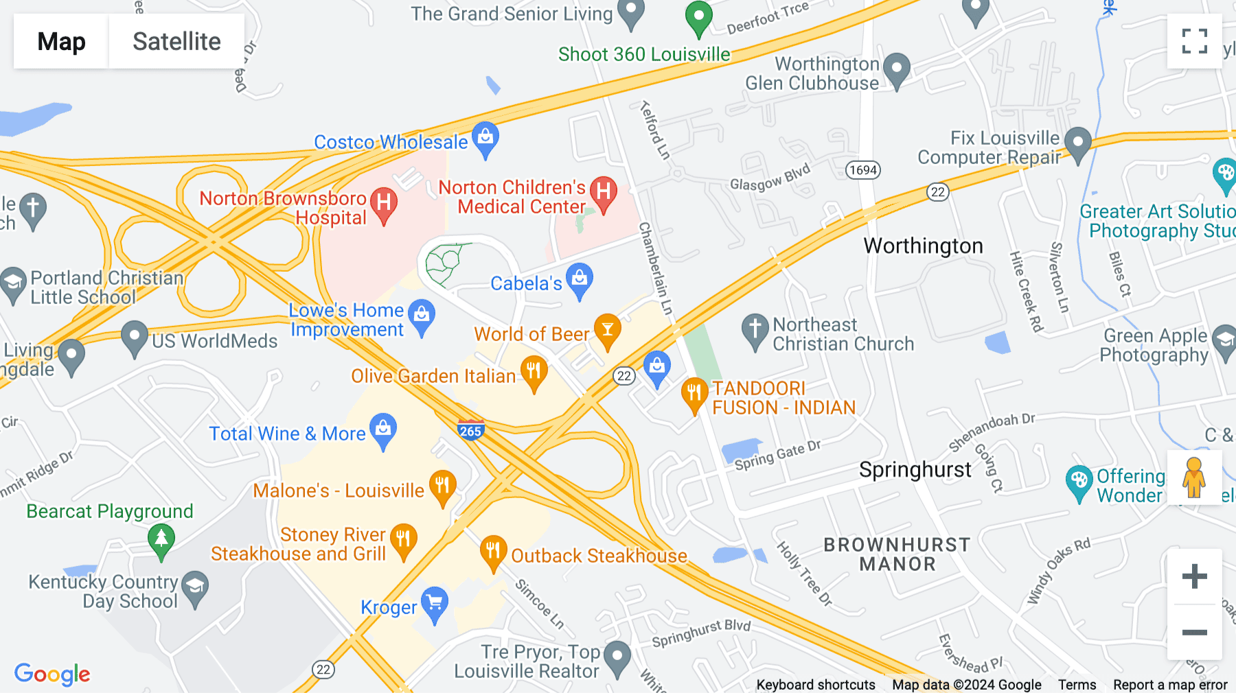 Click for interative map of Brownsboro Crossing, 9850 Von Allmen Court, Suite 201, Louisville