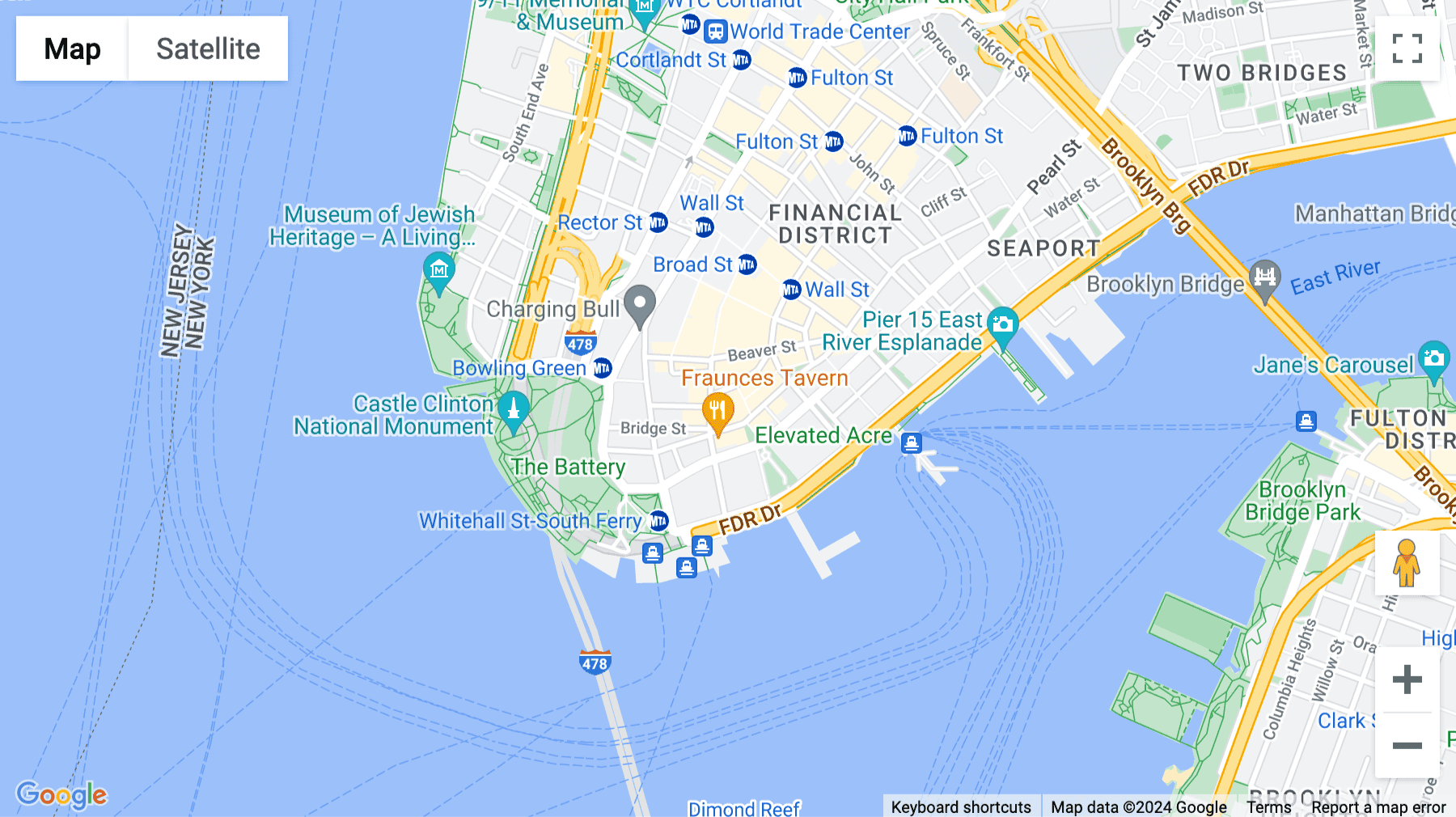 Click for interative map of FiDi, 16th Floor, 85 Broad Street, New York