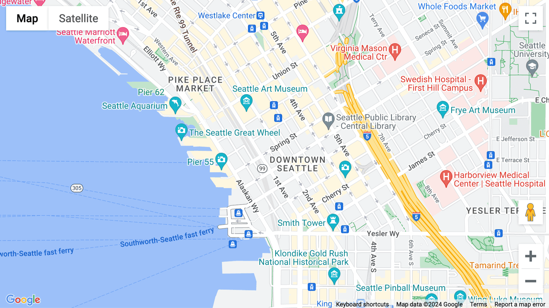 Click for interative map of 107 Spring Street, Seattle