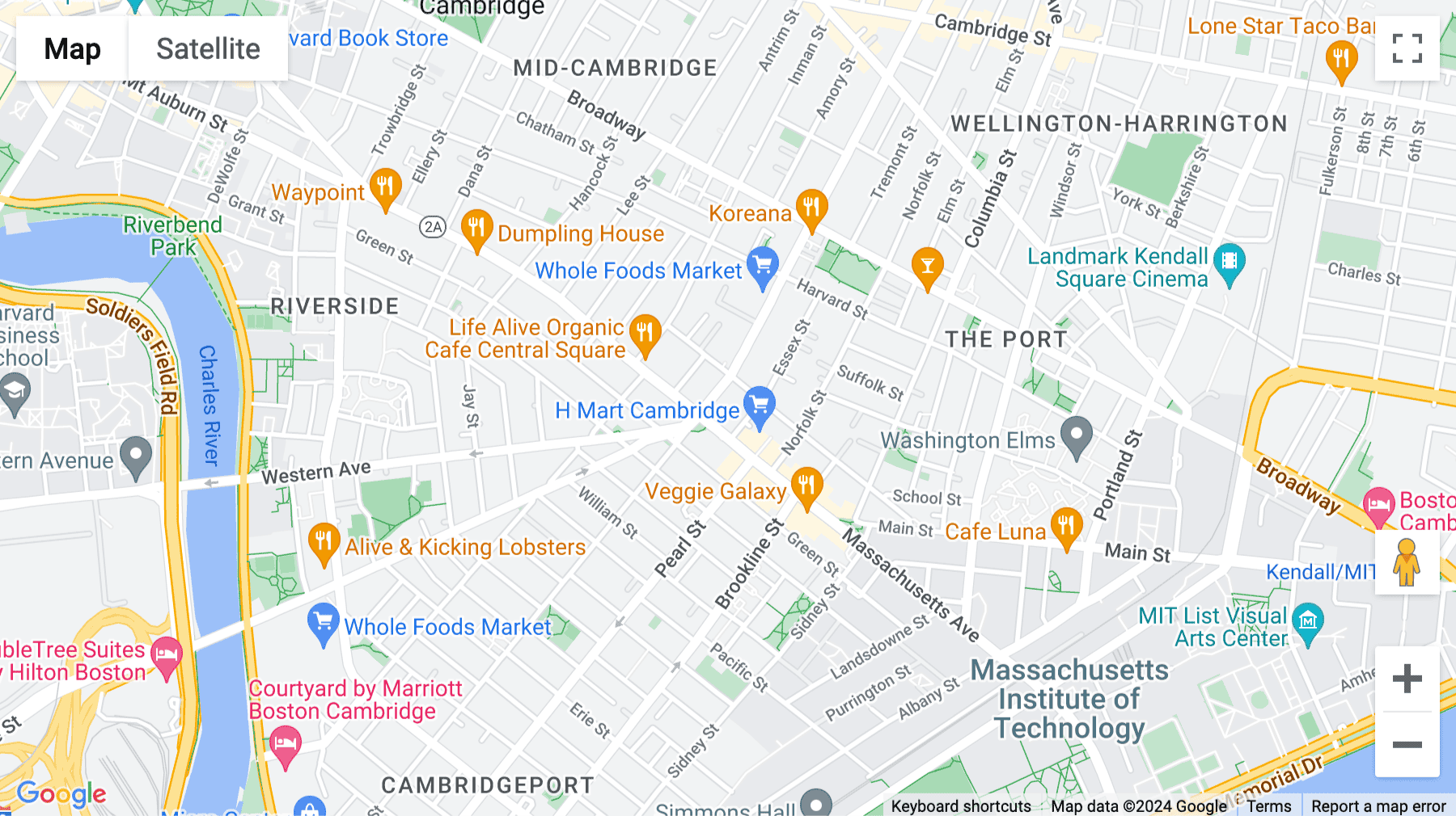 Click for interative map of 625 Massachusetts Avenue, Mass Ave., Cambridge (Massachusetts)