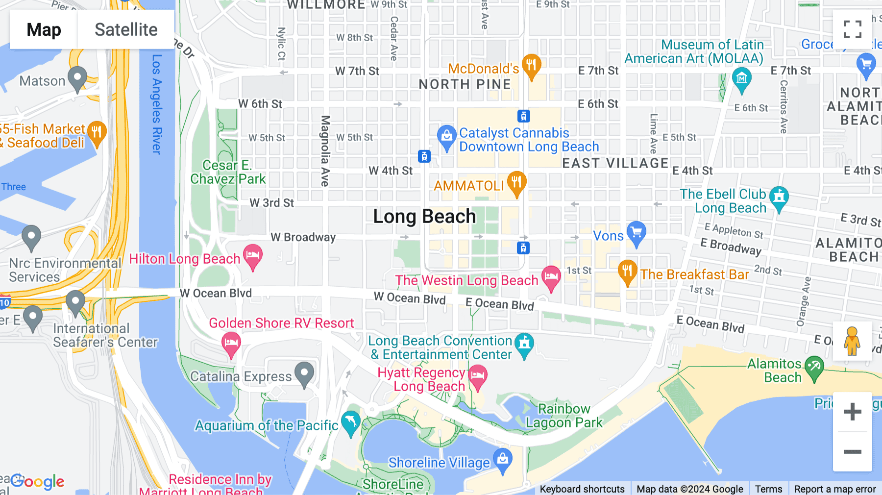 Click for interative map of 100 West Broadway, Long Beach, Long Beach