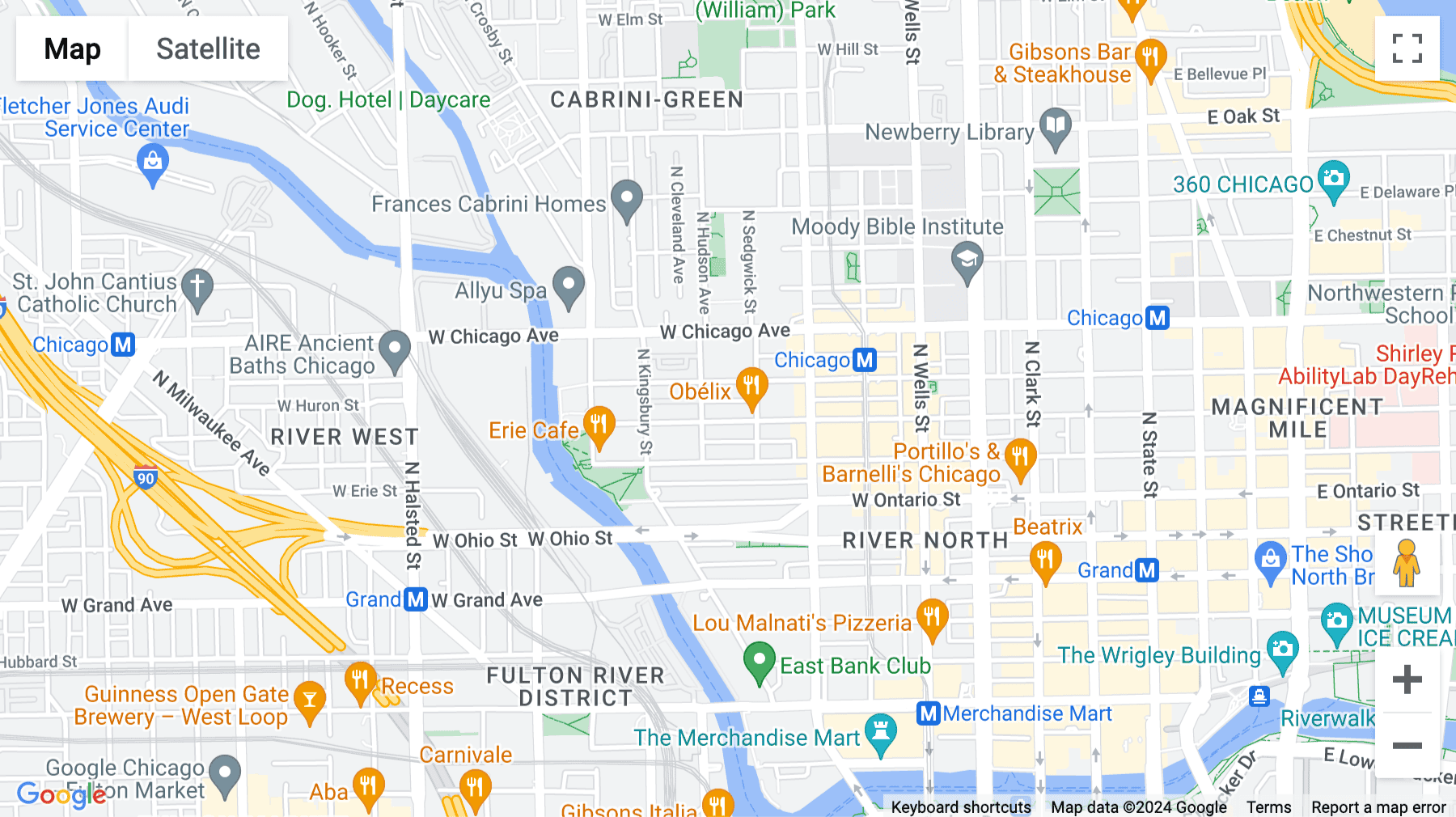 Click for interative map of 420 W Huron, Chicago